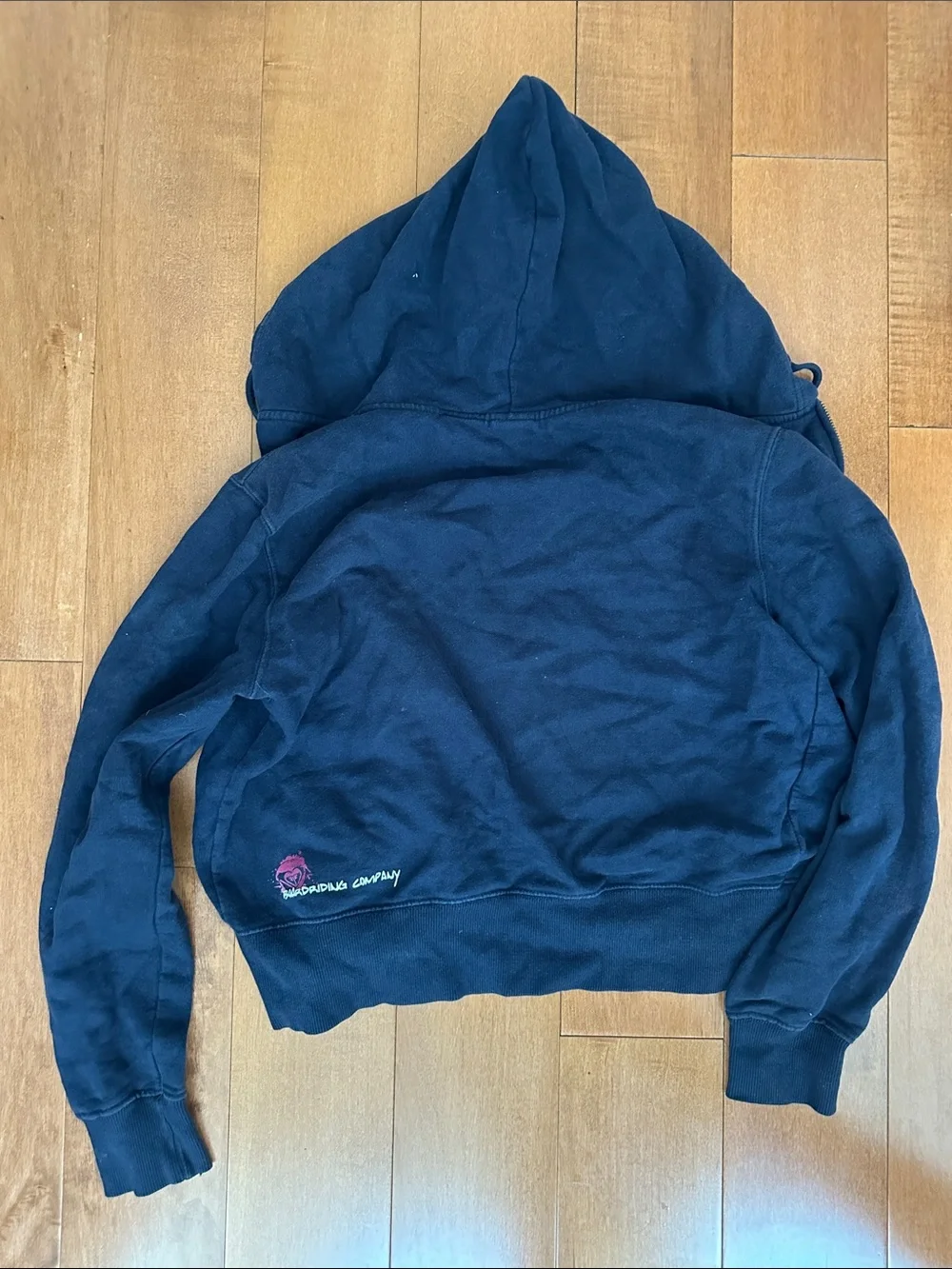 Roxy Navy Blue Zip Hoodie with Pink Logo Accent